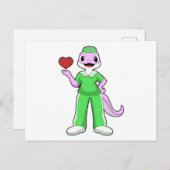 Geko als Krankenschwester mit Herz Postkarte (Vorne/Hinten)