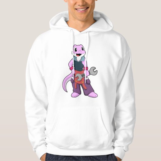 Geko als Mechanik mit Wrench Hoodie (Vorderseite)