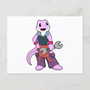 Geko als Mechanik mit Wrench Postkarte