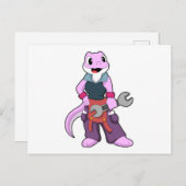 Geko als Mechanik mit Wrench Postkarte (Vorne/Hinten)