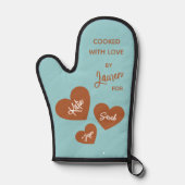 gekocht mit Liebe Personalisiert weich Aquamarin Ofenhandschuh (Vorderseite)