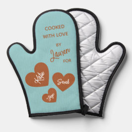 gekocht mit Liebe Personalisiert weich Aquamarin Ofenhandschuh