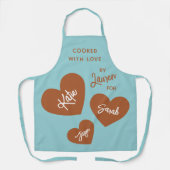 gekocht mit Liebe Personalisiert weich Aquamarin Schürze (Vorderseite)