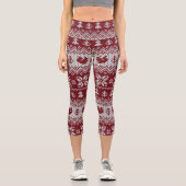 Gekocht, Weihnachten, Eichhörnchen, Vintages Muste Capri Leggings (Vorderseite)