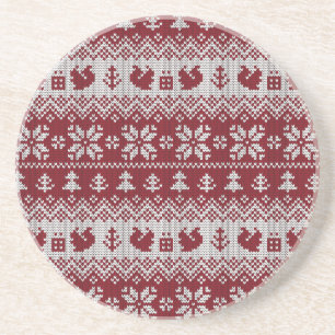 Gekocht, Weihnachten, Eichhörnchen, Vintages Muste Getränkeuntersetzer