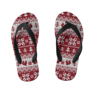 Gekocht, Weihnachten, Eichhörnchen, Vintages Muste Kinderbadesandalen