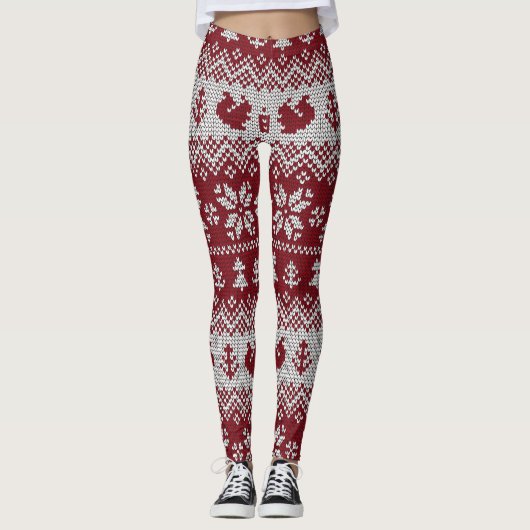 Gekocht, Weihnachten, Eichhörnchen, Vintages Muste Leggings (Vorderseite)