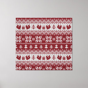 Gekocht, Weihnachten, Eichhörnchen, Vintages Muste Leinwanddruck