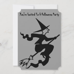 Geköckte Hexe auf Broomstick-Halloween-Party einla Einladung