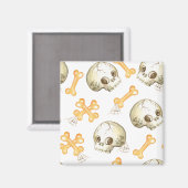 Geköckte Schädel und Knochen Halloween Muster Magnet (Vorderseite/Rückseite)