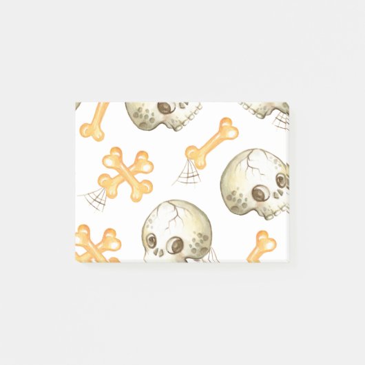 Geköckte Schädel und Knochen Halloween Muster Post-it Klebezettel (Vorderseite)