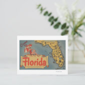 Gekommen zu Florida-Karte des Staat, Button-Oben Postkarte (Stehend Vorderseite)