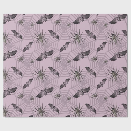 Geköpste Halloween-Fledermäuse Spooky Spike Web Geschenkpapier (Flach)