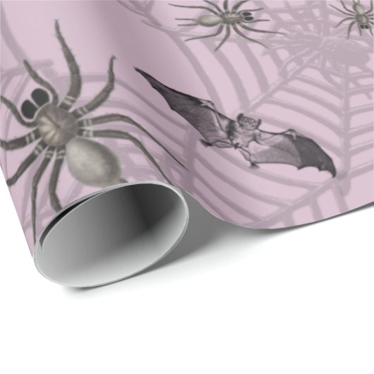 Geköpste Halloween-Fledermäuse Spooky Spike Web Geschenkpapier (Rolleneckpunkt)