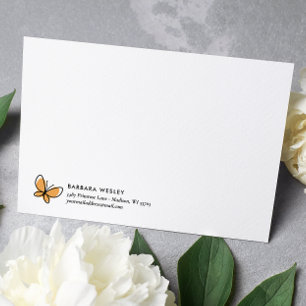 GEKRAbbelte ORANGEFALTER WHIMSICAL MONOGRAMM Mitteilungskarte