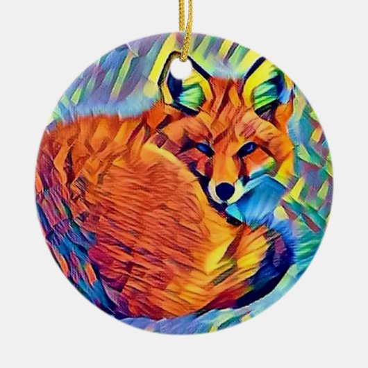 Gekräuselter oben Fox Keramikornament (Vorne)