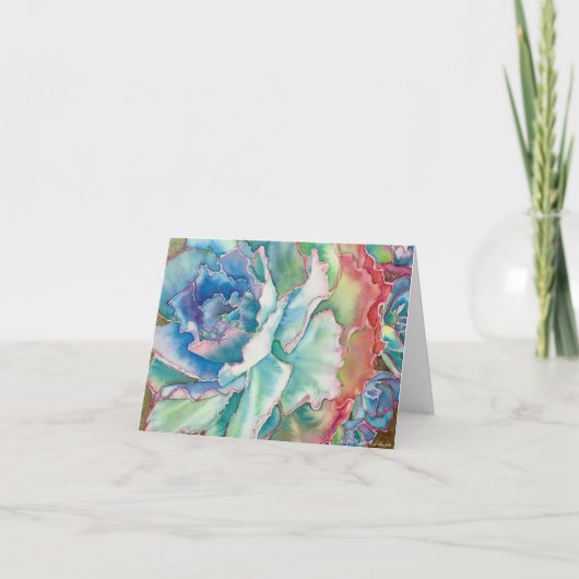 Gekräuseltes Echeveria Aquarell durch DLB Karte (Vorderseite)