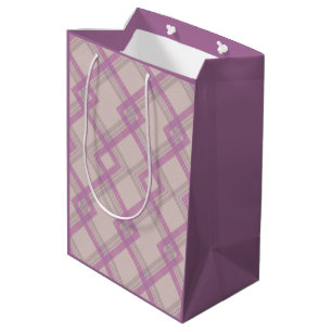 Gekreuzt Glücklich Violett & creme,weiße Karos Wra Mittlere Geschenktüte