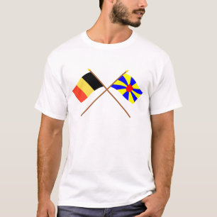 Gekreuzte Belgien- und Westflandern-Flaggen T-Shirt