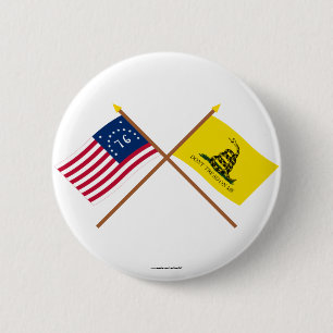 Gekreuzte Bennington- und Gadsden-Flaggen Button