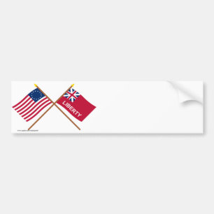 Gekreuzte Betsy- Ross und Freiheits-Flaggen Autoaufkleber