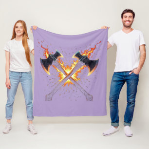 Gekreuzte Fantasy-Äxte mit feuriger Energie – Kraf Fleecedecke