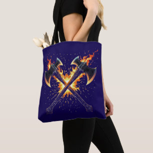 Gekreuzte Fantasy-Äxte mit feuriger Energie – Kraf Tasche