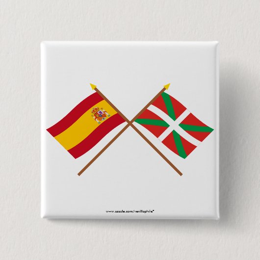 Gekreuzte Flagge Spaniens und País Vasco (Euskadi) Button (Vorderseite)