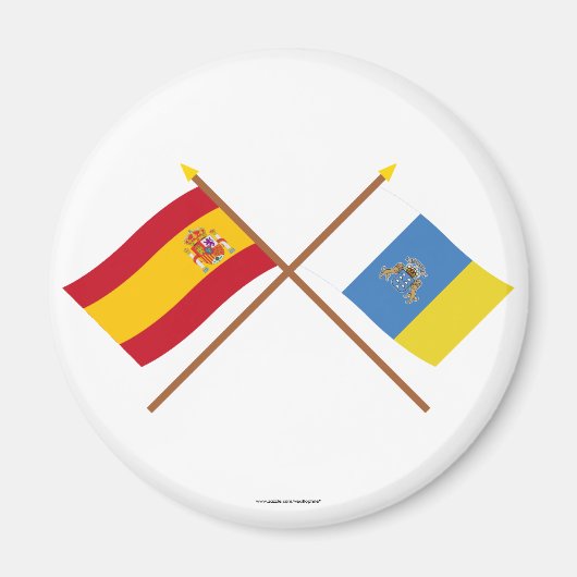 Gekreuzte Flaggen Spaniens und der Kanarischen Ins Magnet (Vorne)
