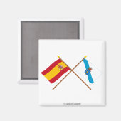 Gekreuzte Flaggen Spaniens und Galiciens Magnet (Vorderseite/Rückseite)