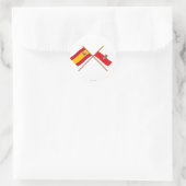 Gekreuzte Flaggen Spaniens und Kantabriens Runder Aufkleber (Tasche)