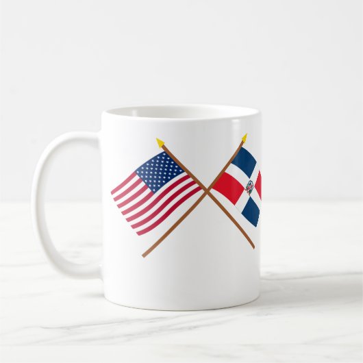 Gekreuzte Flaggen US und der Dominikanischen Kaffeetasse (Links)