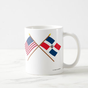 Gekreuzte Flaggen US und der Dominikanischen Kaffeetasse