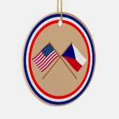Gekreuzte Flaggen US und der Tschechischen Keramikornament (Rechts)
