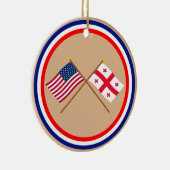 Gekreuzte Flaggen US und Georgia Republik Keramikornament (Rechts)