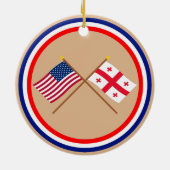 Gekreuzte Flaggen US und Georgia Republik Keramikornament (Hinten)