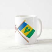 Gekreuzte Flaggen US und St. Vincent Kaffeetasse (VorderseiteRechts)