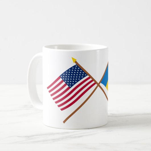 Gekreuzte Flaggen US und St. Vincent Kaffeetasse (Vorderseite Links)