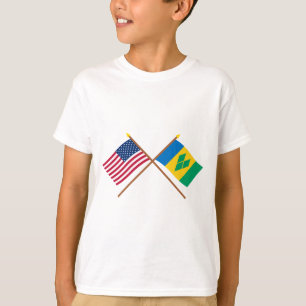Gekreuzte Flaggen US und St. Vincent T-Shirt