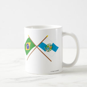 Gekreuzte Flaggen von Brasilien und von Rio de Kaffeetasse