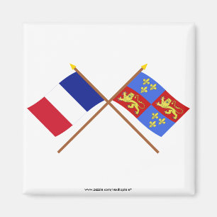 Gekreuzte Flaggen von Frankreich und von Landes Magnet