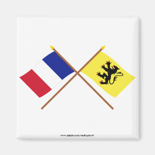 Gekreuzte Flaggen von Frankreich und von Nord Magnet