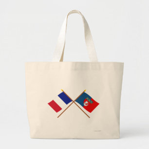 Gekreuzte Flaggen von Frankreich und von Paris Jumbo Stoffbeutel