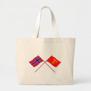 Gekreuzte Flaggen von Norwegen und von Jumbo Stoffbeutel