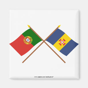 Gekreuzte Flaggen von Portugal und von Madeira Magnet