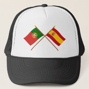 Gekreuzte Flaggen von Portugal und von Spanien Truckerkappe