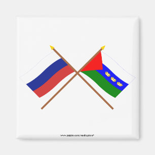 Gekreuzte Flaggen von Russland und von Tyumen Magnet