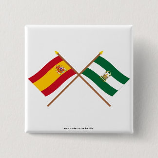 Gekreuzte Flaggen von Spanien und von Andalucía Button