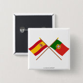 Gekreuzte Flaggen von Spanien und von Portugal Button (Vorne & Hinten)