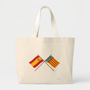 Gekreuzte Flaggen von Spanien und von Valencia Jumbo Stoffbeutel